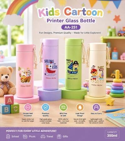 Cartoon printed glas bottle
